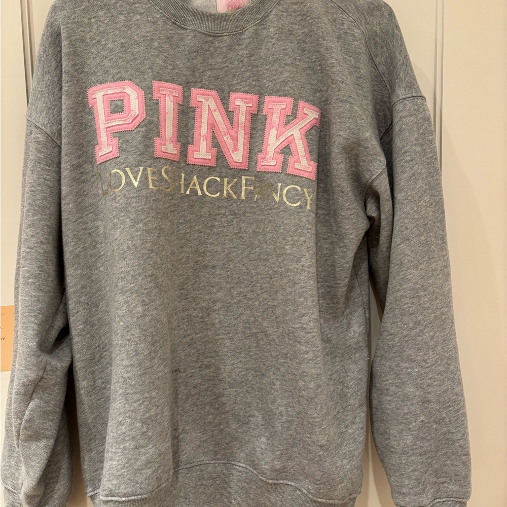 Victoria's Secret and Pink Collab Gray and Pink Crew Neck Sweatshirt